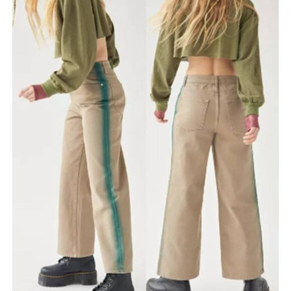 BDG Women's High Rise Wide Leg Jeans Brown Cotton Relaxed Fit
